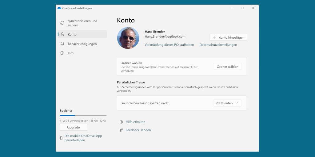 Die Abbildung zeigt in den Eigenschaften die Einstellungen des Tresors