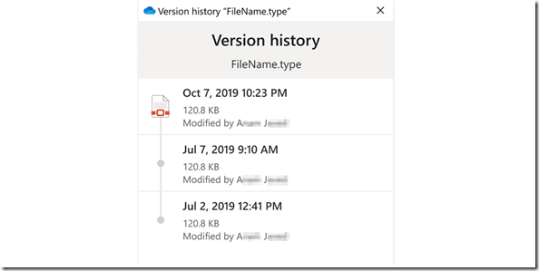 OneDrive Version history