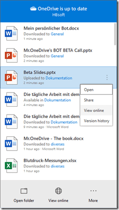 View version history directly from the OneDrive app