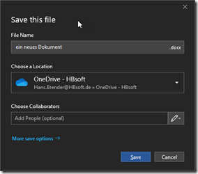 Office: New Save dialog