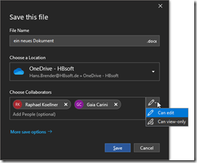 New Save dialog: Edit or View