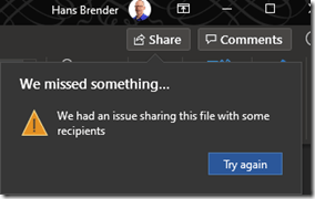 Neuer Office Dialog: Es ist ein fehler aufgetreten.