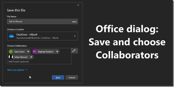 Office Dialog: Save and choose Collaborators