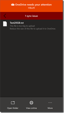 Sync-Fehler beim Hochladen von 20 GB zu OneDrive for Business