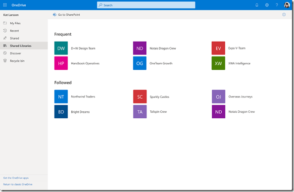 New Navigation in OneDrive (for Business)