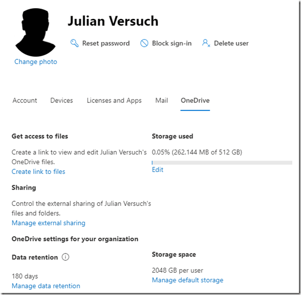 OneDrive for Business: Speicher im Admin Center