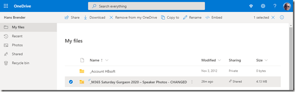 Änderungen im Namen des Ordners