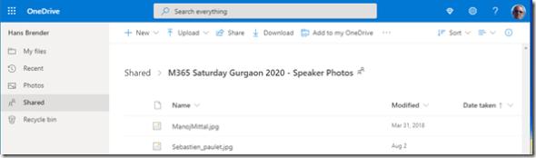 Original Name of the Shared Folder after Remove from OneDrive