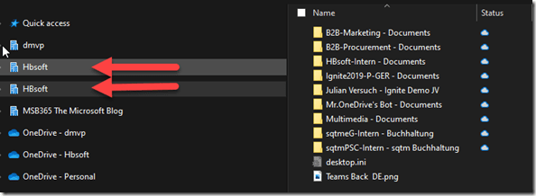 OneDrive: Doppelte Einträge in Windows Explorer