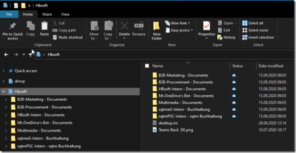 Windows File Explorer before sync