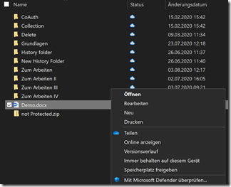 Version History vom Datei Explorer