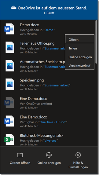 Version History vom Client