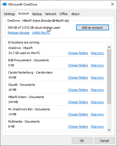 Account representation in the OneDrive.exe Account representation in the OneDrive.exe