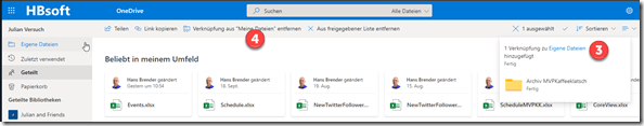 Hinzufügen zu Meine Dateien : Schritte in OneDrive