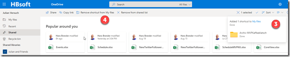 Add to My Files : Steps in OneDrive