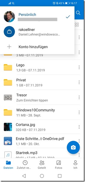 Android OneDrive Accounts OneDrive Personal