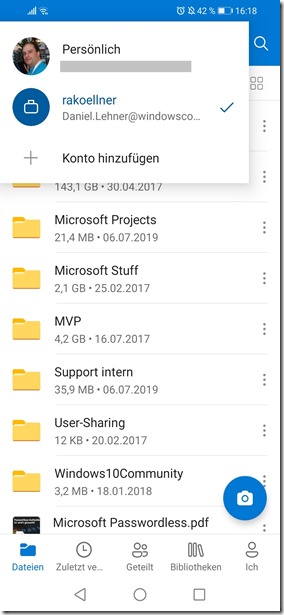 Android  OneDrive Accounts: OneDrive for Business