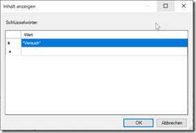 Schlüsselwörter zum Ausblenden