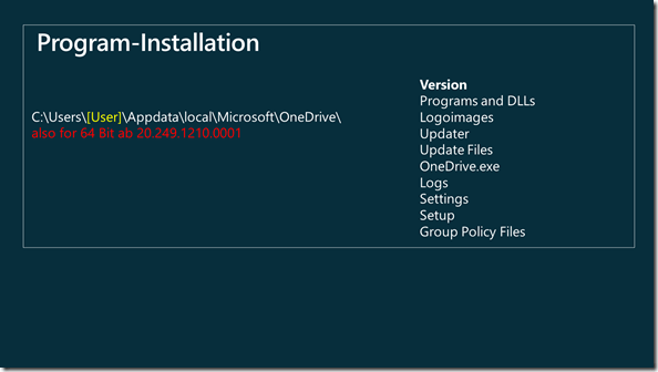 OneDrive 64 Bit Installation im Benutzer-Verzeichnis