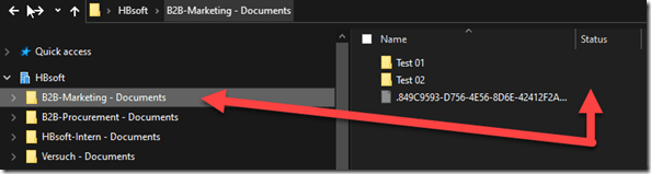 Dieser Order ist nicht länger in der Synchronisation