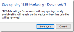 OneDrive Notice: Sync is stoped