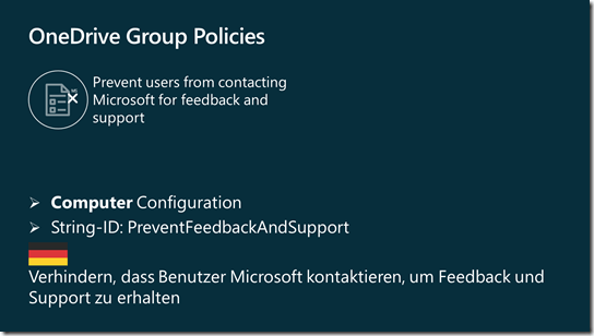OneDrive Group Policy: Prevent users from contacting Microsoft for feedback and support