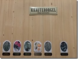 Detail of a giant herb organ with herbs and spices of the region