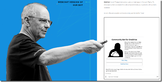 WebChat Version des Community Bot for OneDrive