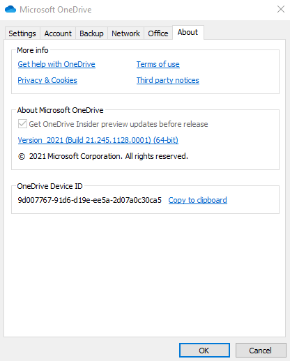 OneDrive Version 21.245.1128.0001