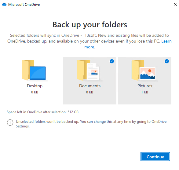 Ab- oder auswählen von Desktop, Dokuments oder Bilder unter OneDrive for Business