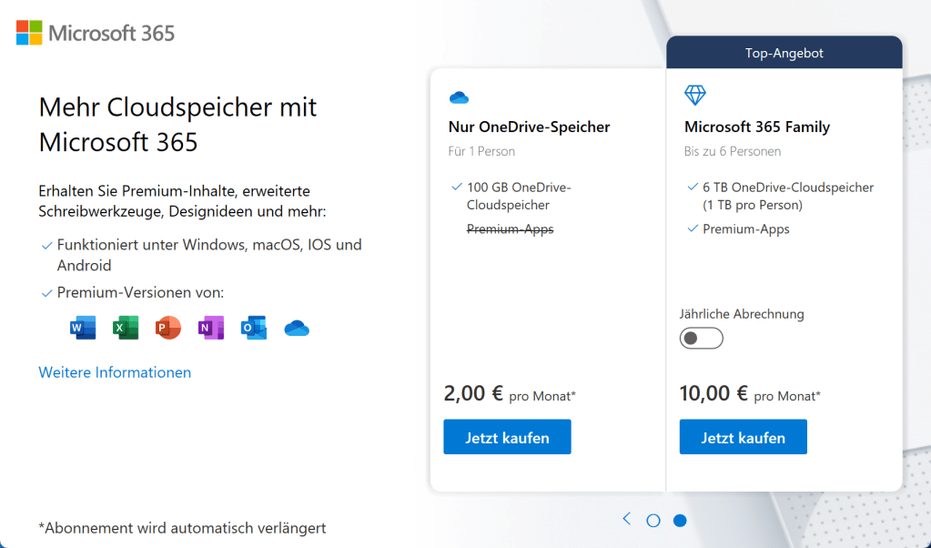Werbung oder einfache Möglichkeit des Zukaufs