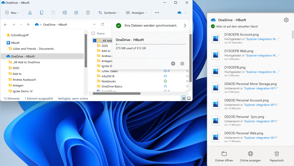 Anzeige der zuletzt oder gerade synchroniserende Elemente von OneDrive for Business
