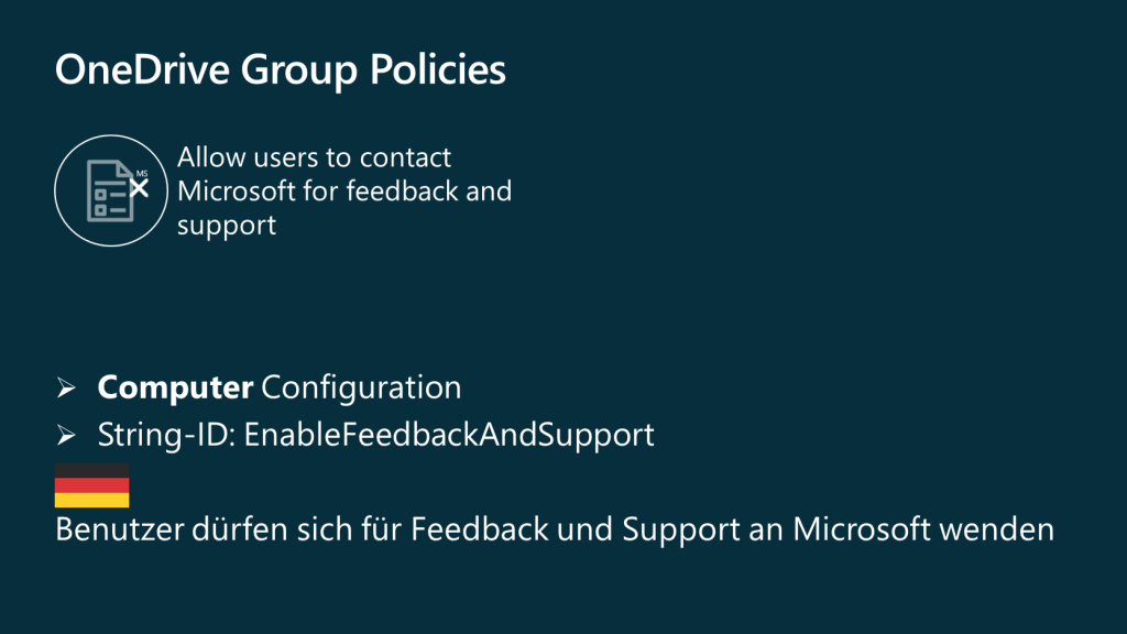 GPO Allow users to contact Microsoft for feedback and support