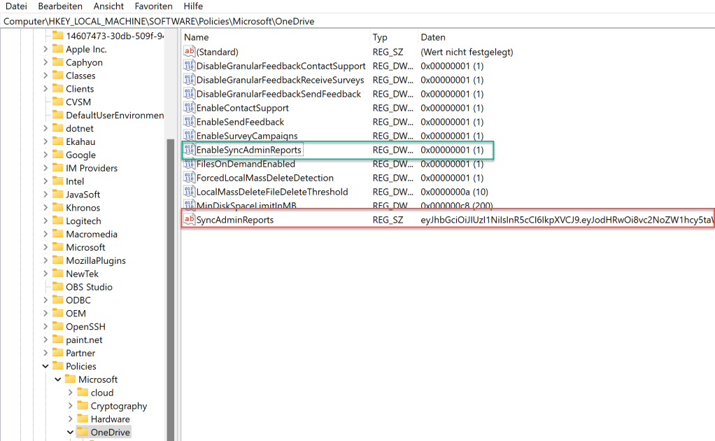 Registry with entries from group policies