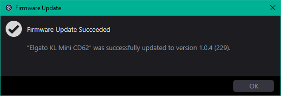 Elgato Firmware Update: Succeeded