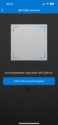 Die Abbildung zeigt den Scan-Modus des Microsoft Authenticator.