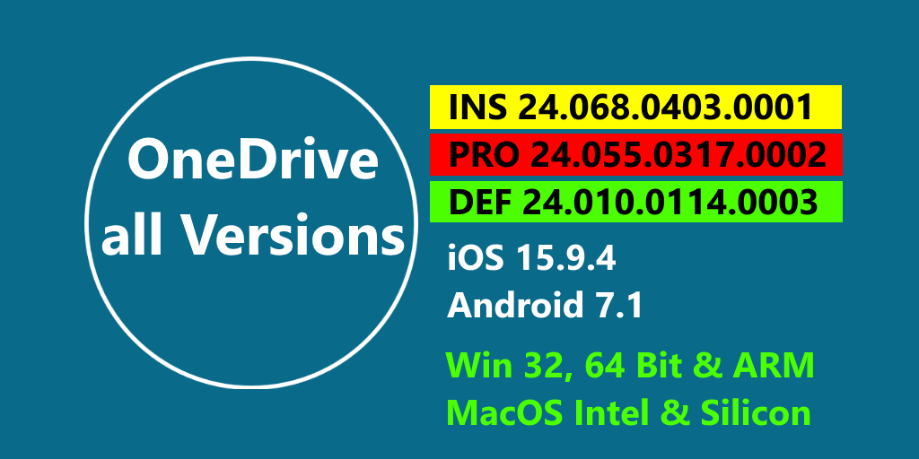 alle OneDrive Versionen - auch zum Testen
