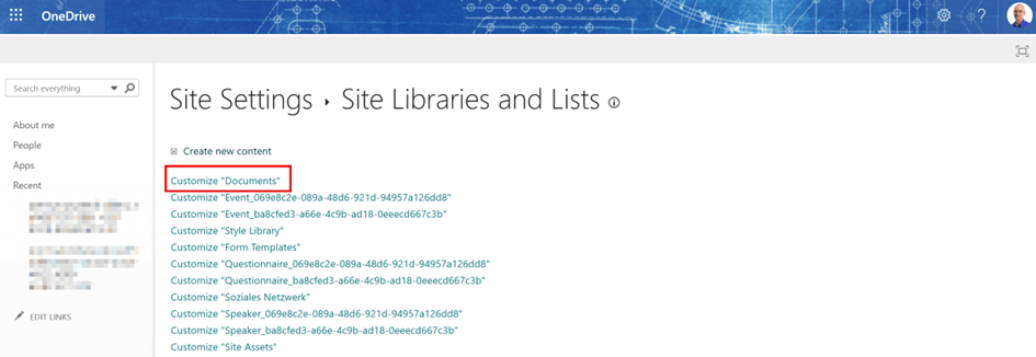 Inside Site Libraries and Lists, we have to configure Documents