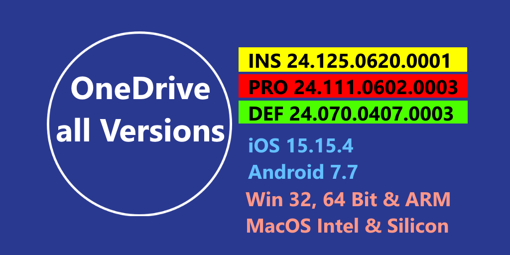 all OneDrive Versions, also for Testing older Versions