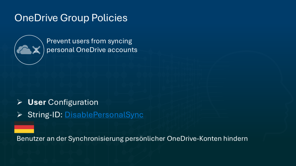 Die Abbildung zeigt den Namen der Gruppen-Richtlinie DisablePersonalSync