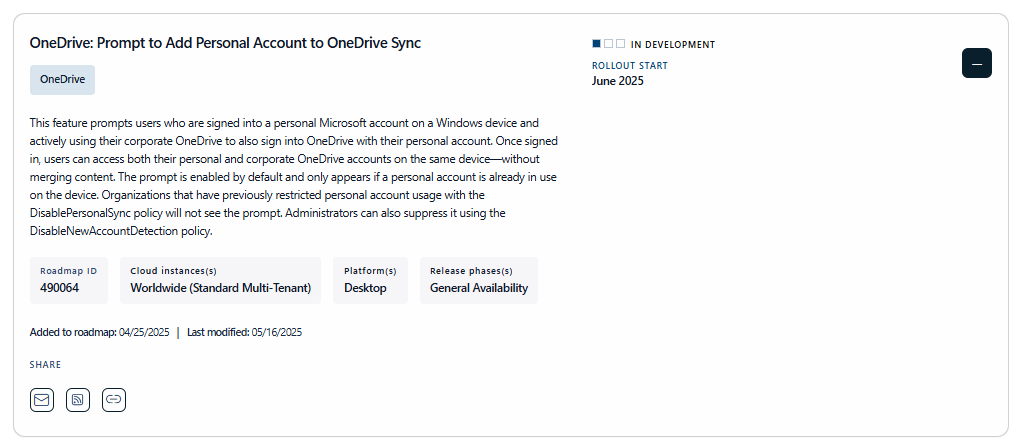 The picture show the roadmap entry 490064:
"Prompt to Add Personal Account to OneDrive Sync"