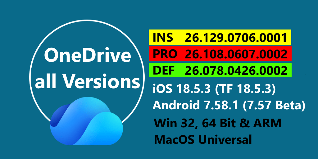 Die neusten OneDrive Versionen zum testen